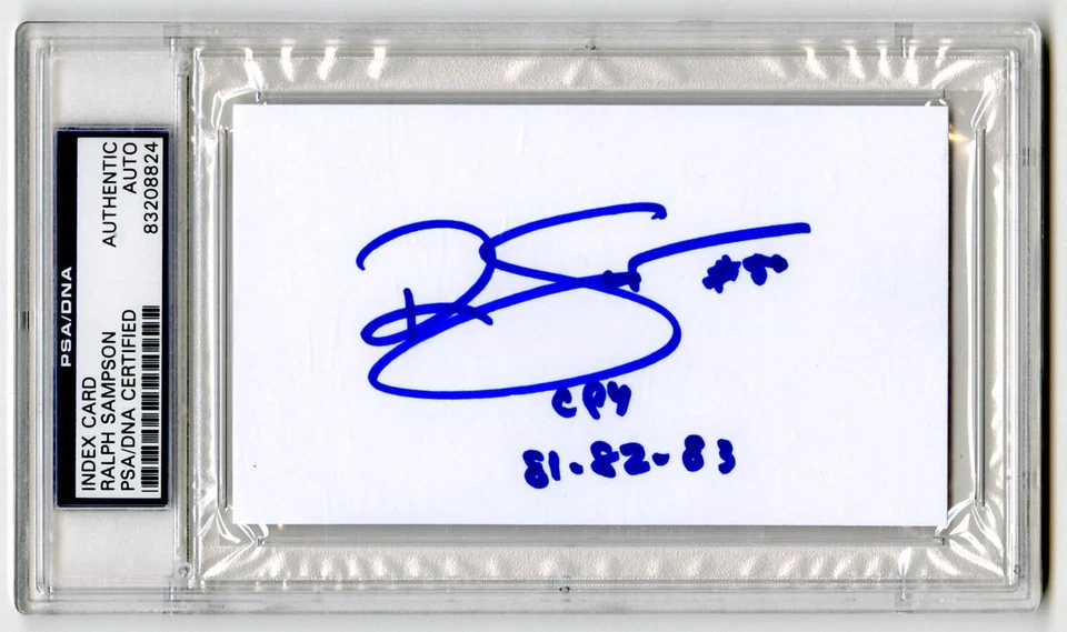 Ralph Sampson SIGNED 3x5 Index Card + CPY Virginia Cavaliers PSA/DNA AUTOGRAPHED - Image 2 of 3