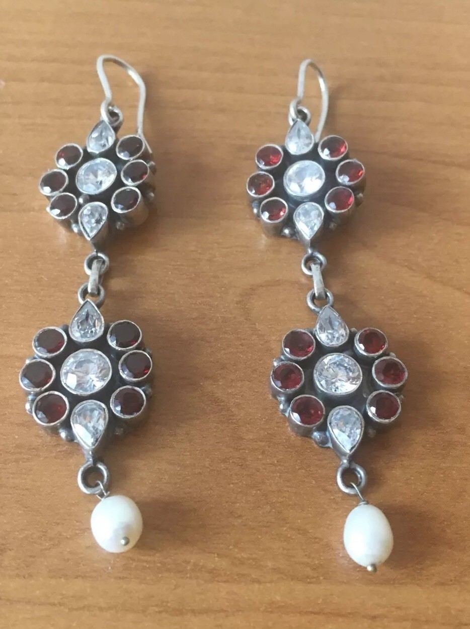 Large Sterling Silver Flower Malinka Dangle Pierc… - image 2