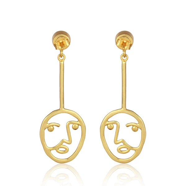 Pendientes colgantes de diseño facial enchapados en oro de plata 925 con piedras preciosas de labradorita Foto 3 de 4