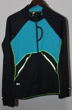 Under Armour RUN Jacket Women L Large Black Semi Fitted Cold Gear Reflective