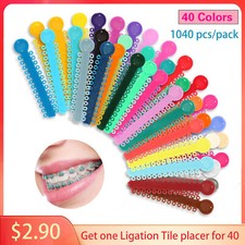 1040Pcs Dental Orthodontic Ligature Ties Braces Elastic Rubber Bands 40 Color OR