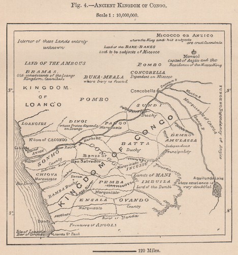 Ancient Kingdom of Kongo. Congo. Africa. Angola 1885 old antique map chart