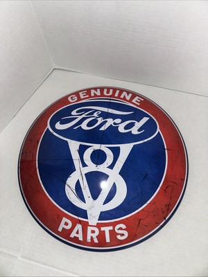 Ford V8 Genuine Parts Dome and Rounded 16'' Metal Sign
