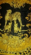 Vintage Authentic Enrico Coveri gold 100 silk 34' Scarf