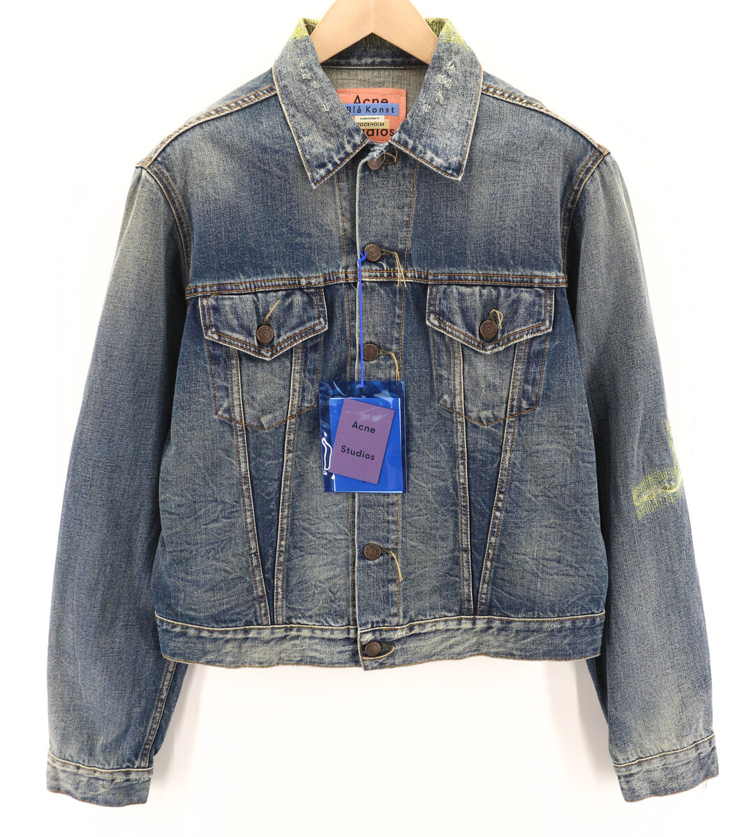 ACNE STUDIOS Bla Konst Men Jacket 48 Washed Blue Pure Cotton ACNE STUDIOS Bla Konst Men Jacket 48 Washed Blue Pure Cotton