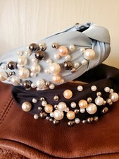 2 Pearl Headbands Headpiece Hairband Headwear Head Band FREE SHIPPING