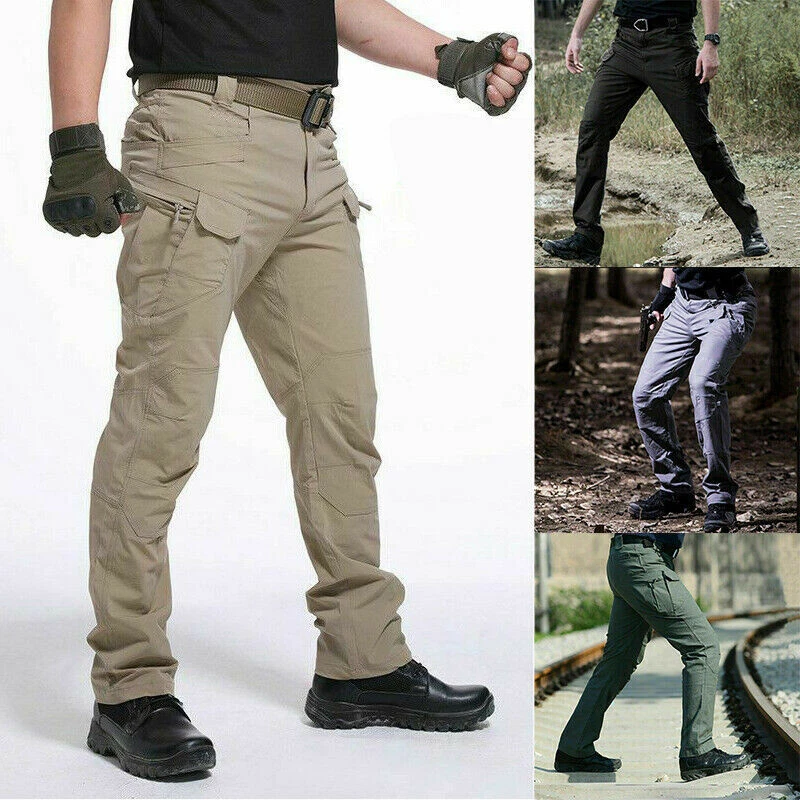 Men's Tactical Trousers Combat Outdoor Windproof Hiking Military Cargo Pants New