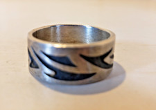 Vintage Sterling Silver Wide Band Tribal Engraved Ring Mexico 925 Size 8.5