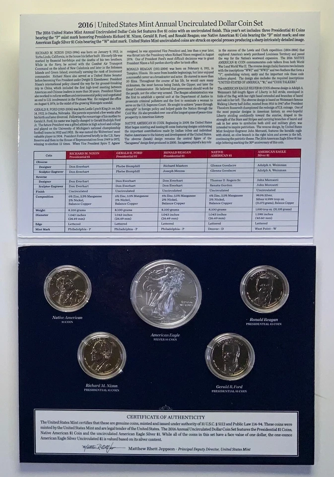 2012 13 14 15 & 2016 Mint Annual Dollar 5 Unc Sets wBurnished “W” Silver Eagles - Image 4 of 4