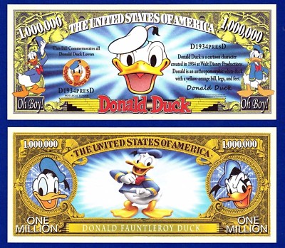 10 Disney Donald Duck Cartoon Dollar Bill Novelty Collectible Money D3 Ebay