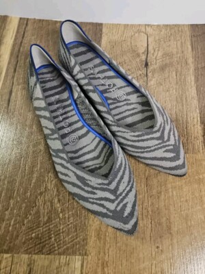 Rothy s The Point Gray Zebra Pointed Flats Size 8.5 Retired Rare Authentic