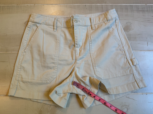 J. Pantalón Corto Carpintero Crew Beige Tostado Mezcla Algodón Talla 8 4” Entrepierna Mujer’s