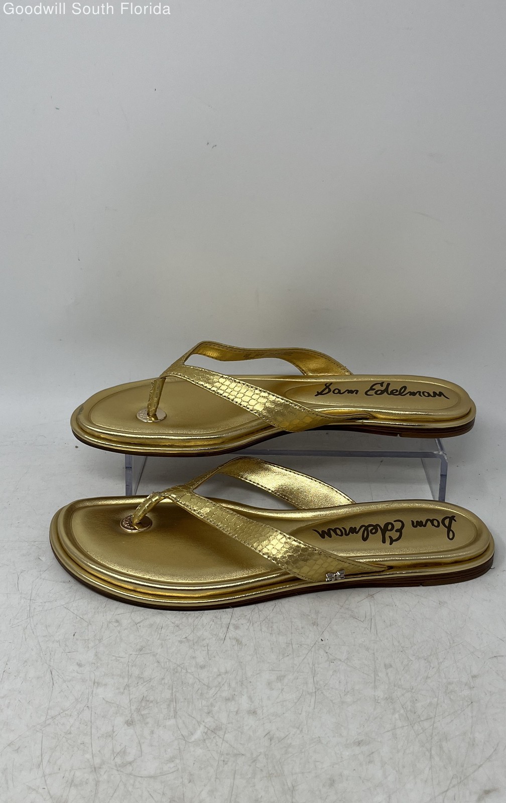 Sam Edelman Womens Remi Gold Open Toe Slip-On Flat Thong Sandals Size 8M