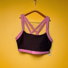 Women's Pink Brown Strappy Sports Bra Workout Activewear Size Medium