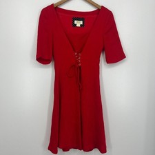 Maeve Anthropologie Juliet Corset Dress Women's Size 4 Red 3/4 Sleeve Tie