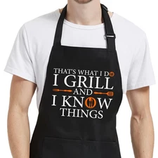 Funny Chef Apron for Men with Pockets, Mens Apron for Grilling, Cooking BBQ G...