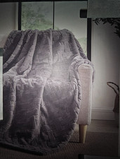 Koolaburra Ugg Wild Dove Gray 50X70" Crystelle Textured Faux Fur Throw Blanket