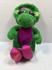Vintage Barney  Friends Baby Bop Green Dinosaur Plush Toy Pink Bow Slippers