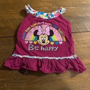 Disney Junior Pink Minnie Mouse Tank Top Size 2T Happy Love Be Happy Rainbows