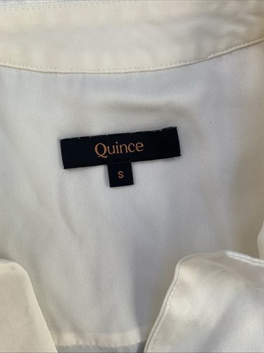 Quince 100% Silk Washable Stretch Cream Long Sleeve Button Front Shirt Blouse S - Picture 3 of 5
