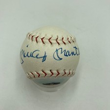 Rare Mickey Mantle Signed Art Mini American League Baseball JSA COA