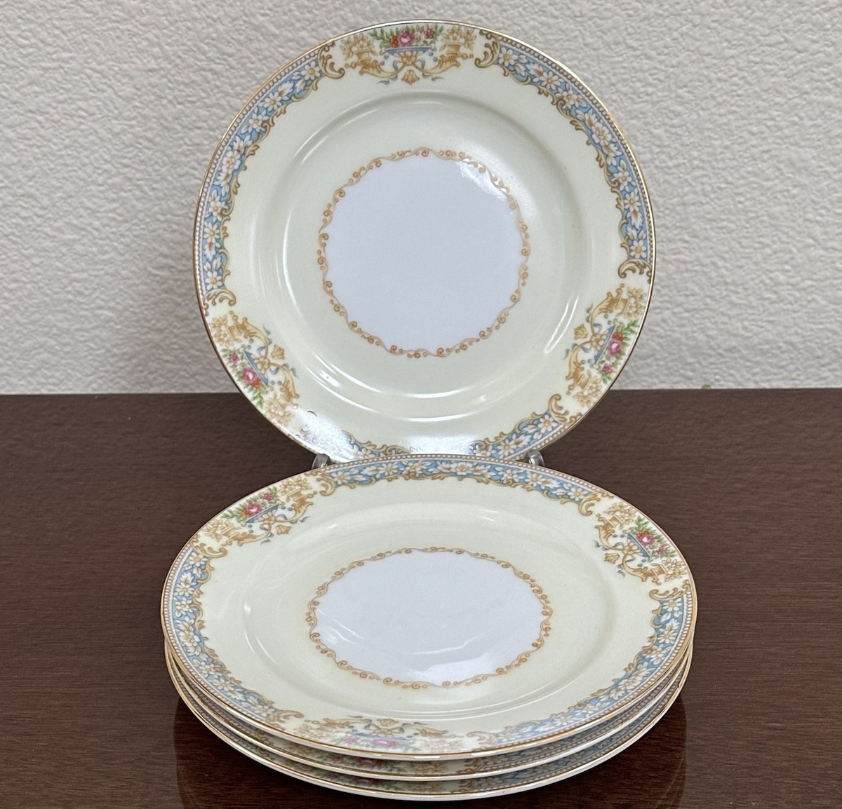 Vintage ROSE CHINA JAPAN (Noritake Lauritz) SET of 4 Bread Plates