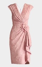 TADASHI SHOJI EMERY FLORAL JACQUARD DRESS Size 12 DESERT ROSE