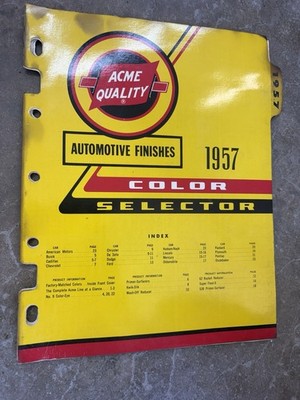 Original 1957 Acme Paint Colors Booklet All Chevrolet Cadillac Ford Chrysler + +