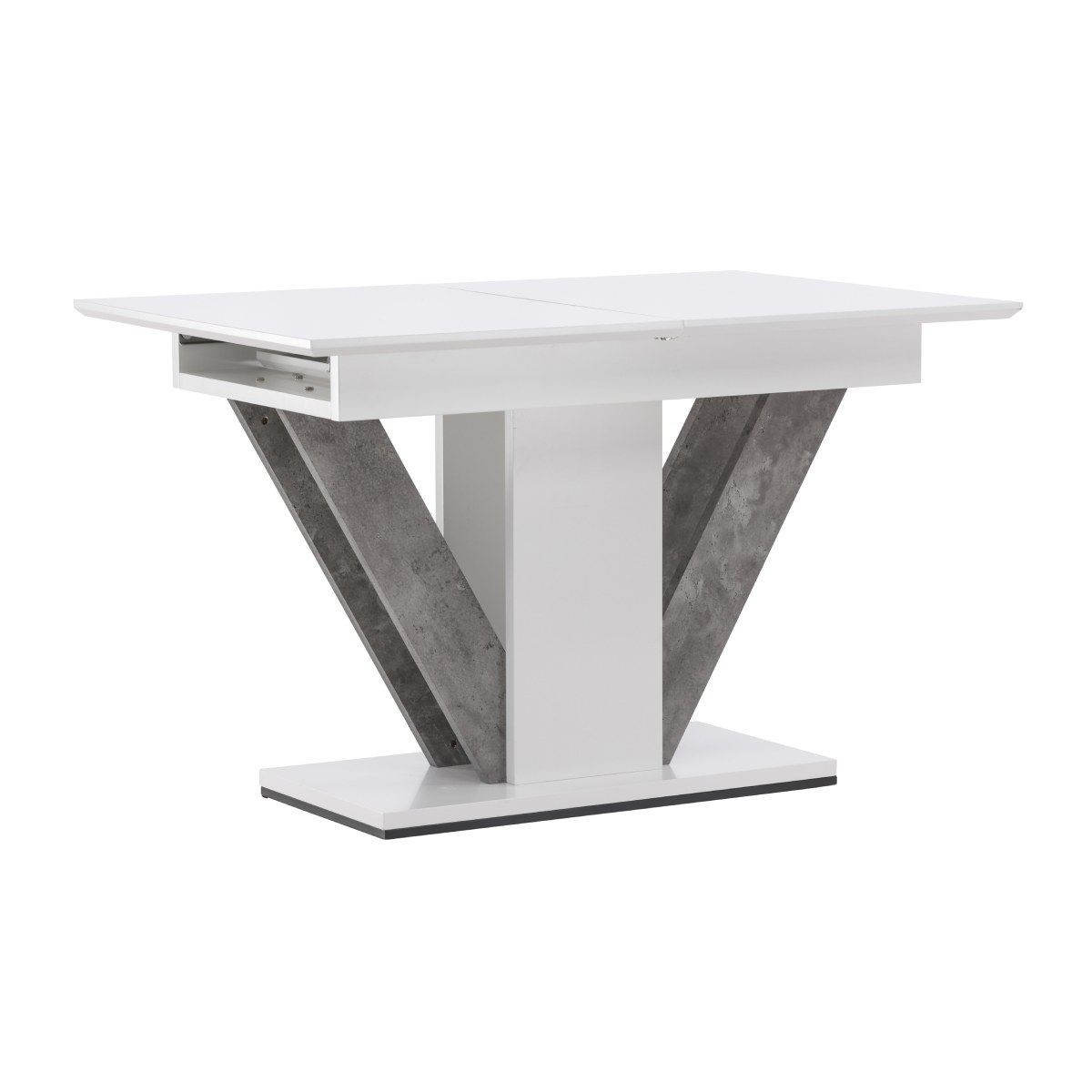 Table à manger coulissante Disa 120-160cm blanche gain de place salon