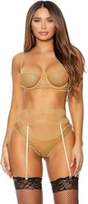 Forplay Natural Glow  3-piece lingerie set Size XL #771643 New