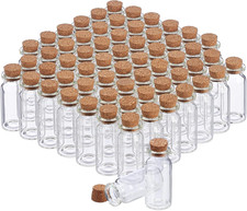 Set Da 60 Vasetti in Vetro Con Tappi in Sughero, Bottigliette Decorative, per Ol