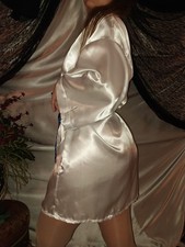 VTG SATIN LIQUID SHINY LUX BABYDOLL ROBE POSH BLUE OSFM