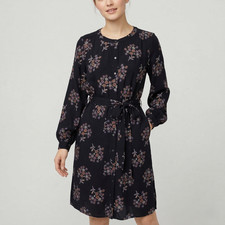 Loft Women's Anemone Floral Shirtdress In Fresh Navy Blue Color and size M NWT