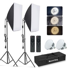 MOUNTDOG Softbox Lighting Kit, 2x19.7"x27.5" Photography Continuous Lighting ...