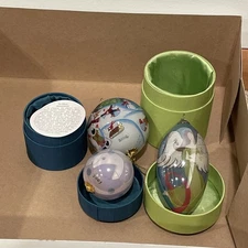 Pier 1 Li Bien Christmas Ornaments lot of 3 Painted 2004 2006 2007 with 2 Boxes