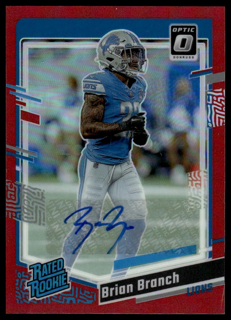 2023 Donruss Optic #233 Brian Branch Rated Rookies Autographs Red #/75