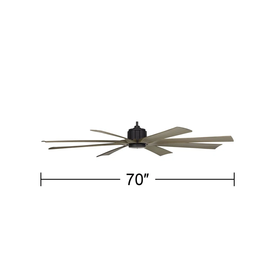70" Possini Euro Defender Matte Black Oak Large Remote Ceiling Fan - Image 4 of 4