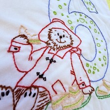 Vintage Handmade Embroidered Baby Blanket Gift Quilt Sunny Yellow Nursery 48x36
