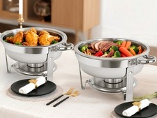 Chafing Dish Buffet Set Round Chafers Catering Food Warmer Glass Lid 2/4pack 6Qt