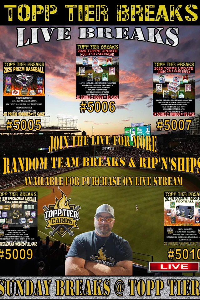 SUNDAY NIGHT CASE BREAKS @ TOPP TIER WITH JAMES ON EBAY LIVE!