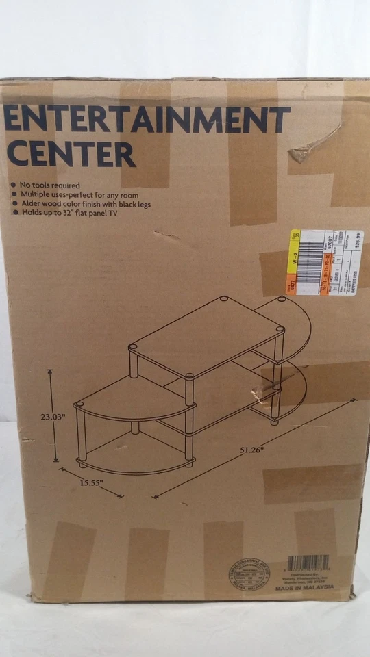 Centro de Entretenimiento 51.26" X 15.55" X 23.03" Acabado Madera de Aliso Patas Negras Sostiene Foto 4 de 4