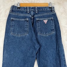 Vintage 90's Guess Jeans High Rise Straight Leg Blue Classic Jeans Women Size 28