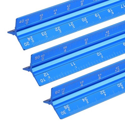 13 Inch Imperial Engineer Scale Ruler, Aluminum Construction Ruler, Blue