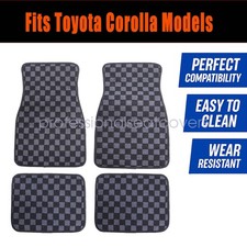 Replacement Checkered Flag Carpet Floor Mats Waterproof For Toyota Corolla 4pcs