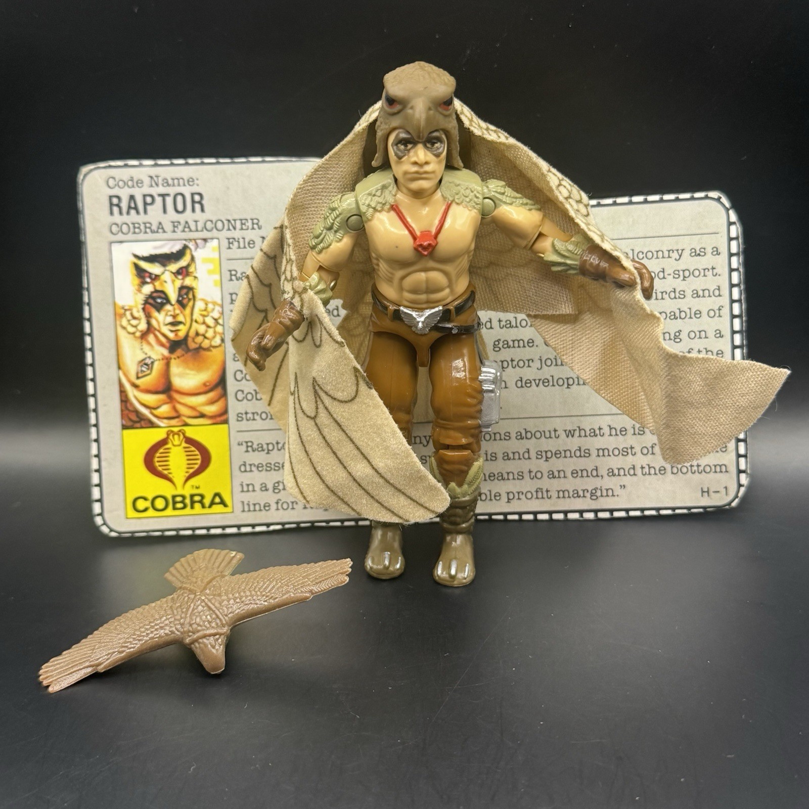 GI Joe 1987 Raptor Vintage ARAH Action Figure With File Card No Talons