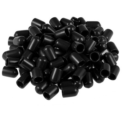 Screw Thread Protectors,8.5mm ID End Cap Cover Black 15mm Length 100Pcs