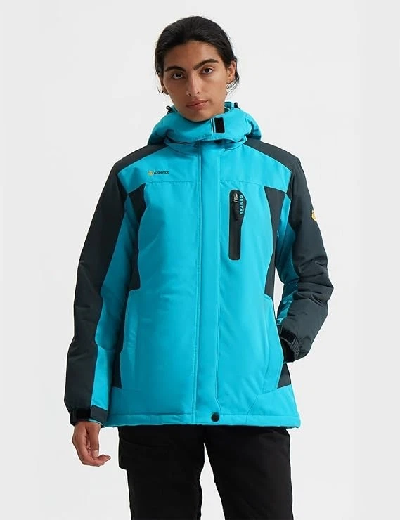 Women’s Mountain Waterproof Ski Jacket Windproof Fleece Hooded Winter Coat