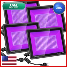 XYCN 4 Pack 300W LED Black Light 395-405nm UV IP66 Waterproof Halloween