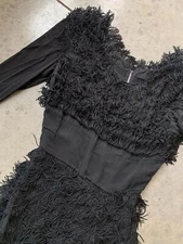 Vintage 40s Martha Weathered Black Tassle Flapper Dress