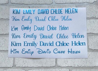 METALLIC BLAU Name x 10 Aufkleber Vinyl Weinglas Junggesellinnenabschied Hochzeit personalisiert